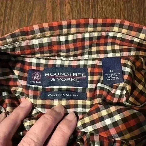 Round tree And Yorke Men’s 100% Cotton Plaid Button Down. Sz XL. Long Sleeve - Picture 6 of 6